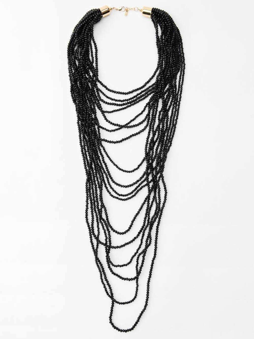 Zara Black Multi-Strand Beaded Statement Necklace